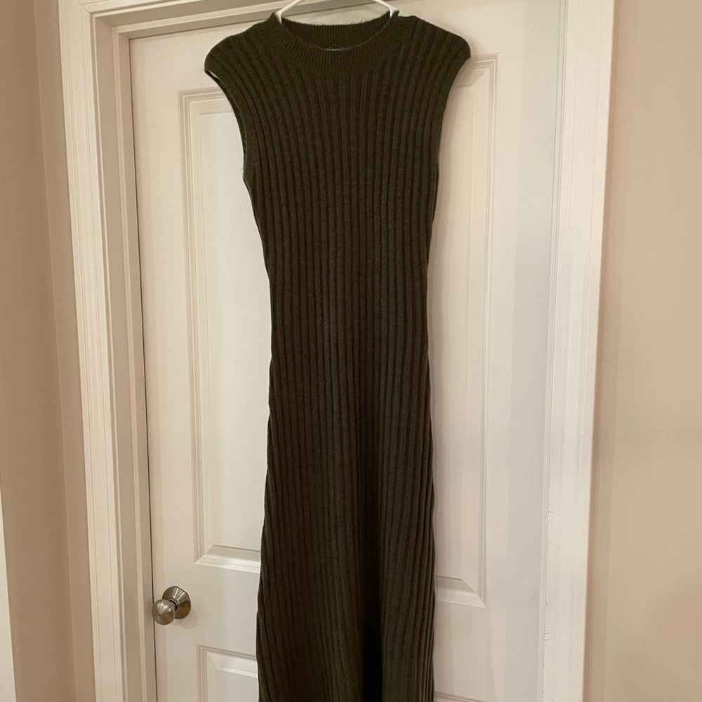 Topshop khaki green sweater maxi dress size 4-6